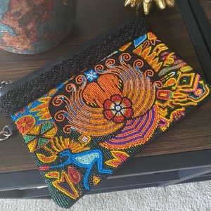 Bunai Hand Beaded Phoenix Vegan Leather Clutch